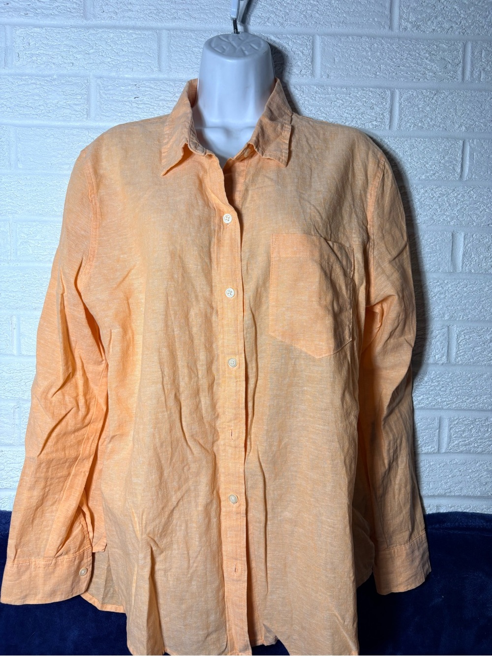 Classic Men's Orange Button-Down Linen Shirt